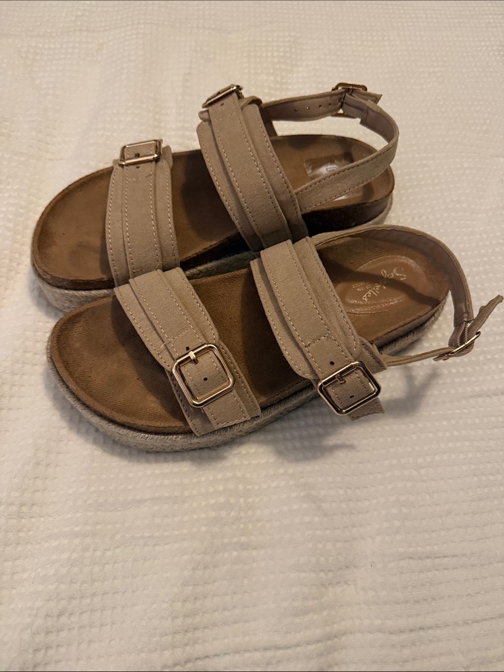 Seychelles Neutral Tan Buckle Platform Sandals